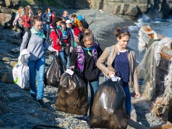 Marine litter monitoring on the beaches of the Zhitkov Peninsula.